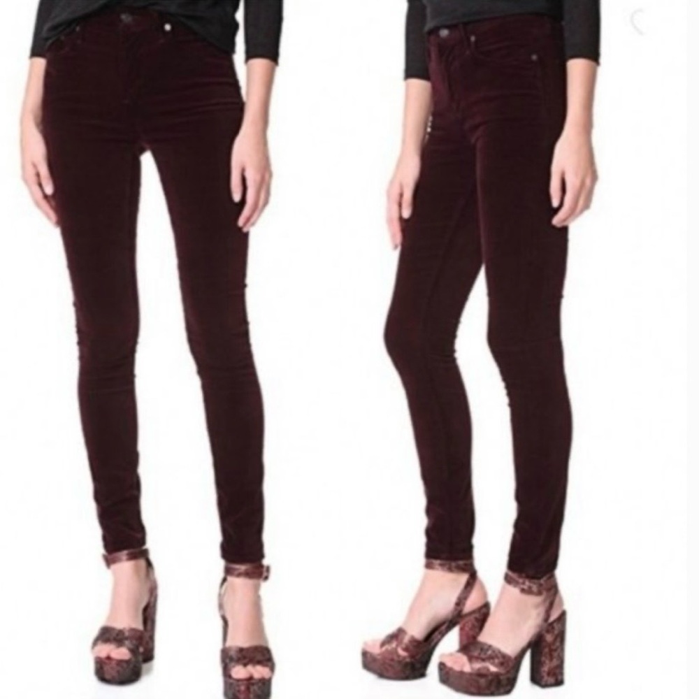 Citizens of Humanity Rocket High Rise Velvet Skinny Jeans Burgundy Red Size 29